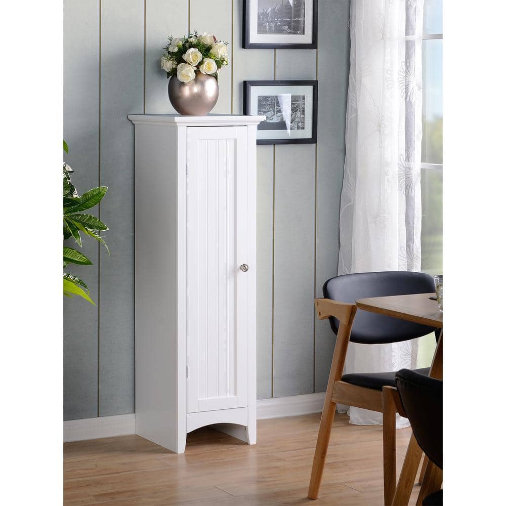 White Raised Panel One Door Kitchen Pantry Cabinet