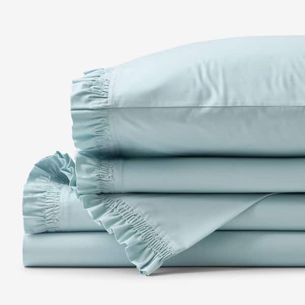 Company Cotton Ruffle Garment Wash Cloud Blue Queen Sheet Set