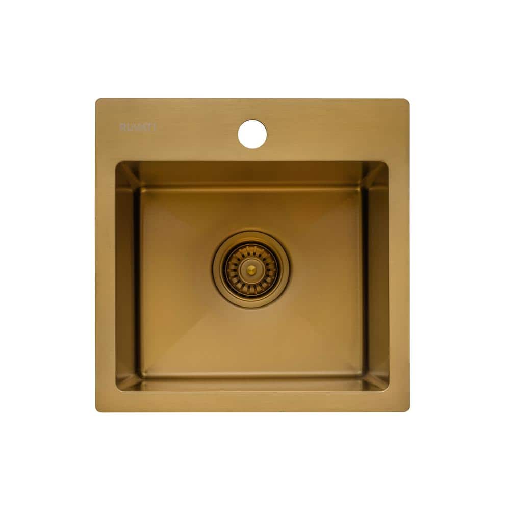 Ruvati 15" Matte Gold Stainless Steel Drop-In Bar Sink