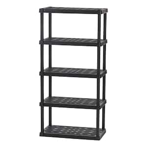 Plastic Rack Shelf with 5 Large Shelves, Black