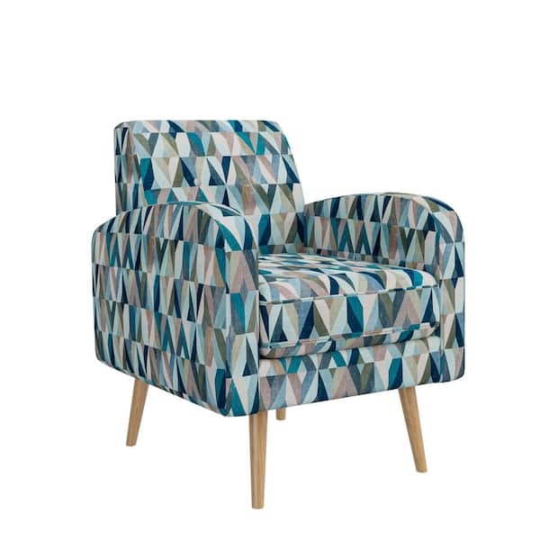 Handy Living Mindy Vibrant Multi-Color Blue Prism Fabric Mid-Century Modern Accent Arm Chair