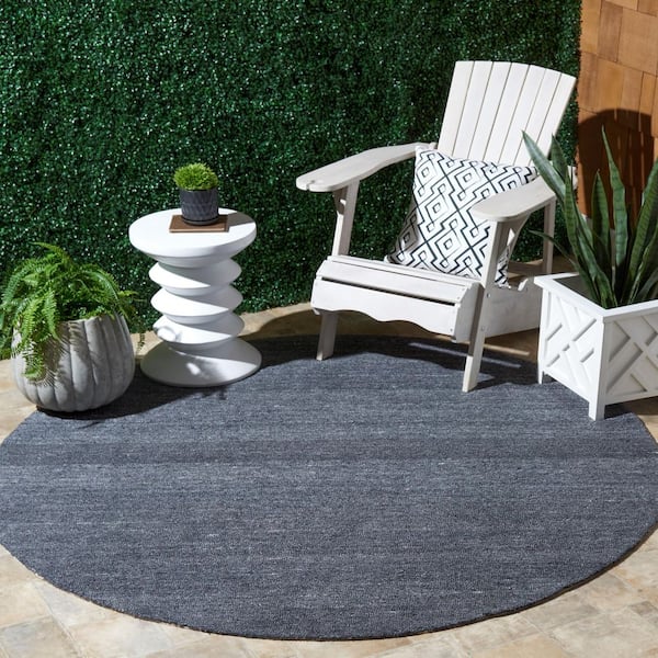 Outdoor Micro-Loop Dark Gray 6 ft. x 6 ft. Solid Indoor/Outdoor Round Area Rug