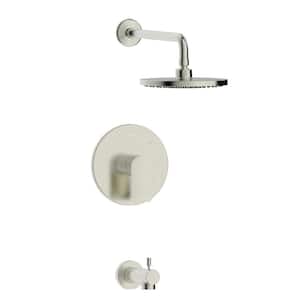 Pont Neuf Single Handle 1-Spray Round Tub and Shower Faucet in Brushed Nickel Valve Included