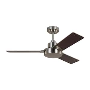 Jovie 44 in. Modern Indoor/Outdoor Brushed Steel Ceiling Fan with Silver/American Walnut Reversible Blades, Wall Control