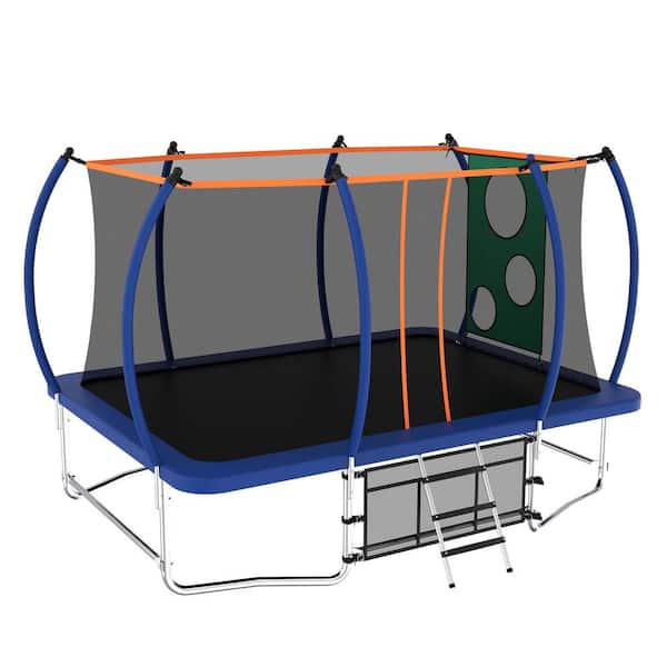 FLIPZA 8 Ft x 14 Ft Rectangular Tumbling Trampoline in Blue
