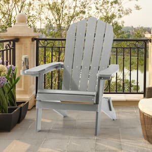 Light Gray Outdoor Plastic Folding Adirondack Chair Patio Fire Pit Chair for Outside