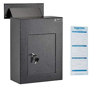 Steel Through the Door Wall Mount Drop Box with Adjustable Chute Mail Receptacle Mailbox, Black