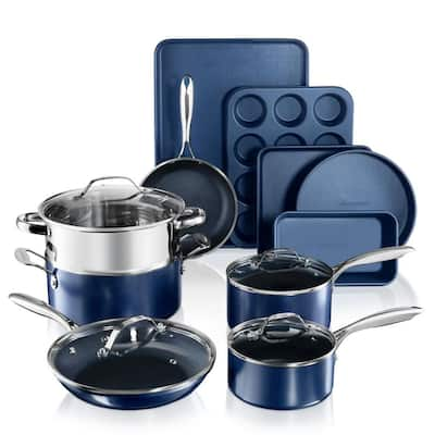 Gotham Steel 20-Piece Aluminum Ti-Ceramic Nonstick Cookware and Bakeware Set  in Blue 7259 - The Home Depot