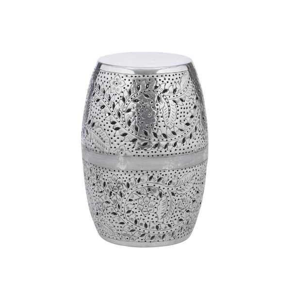 Linon Home Decor Kuchen Silver Finish Aluminum 13.5" Diameter x 19"H Side Table