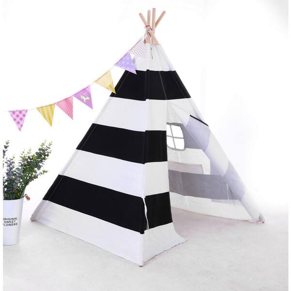 BCP 6ft Kids Pretend Cotton Teepee Play Tent w/ Mesh Window Carrying Case 