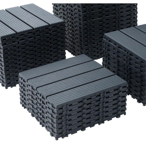 WRIGHTMASTER 1 ft. x 1 ft. Quick Deck PVC Plastic Interlocking Deck ...