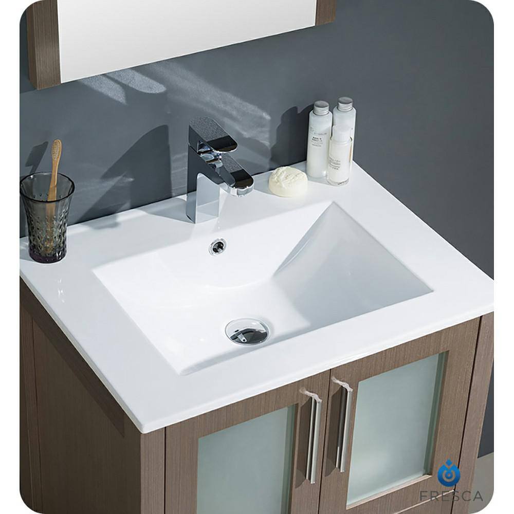 Modern Gray Oak 24" Freestanding Single Sink Vanity Set