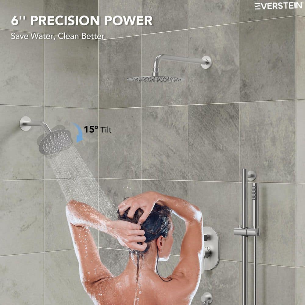 Dual Function Brushed Nickel Stainless Steel Shower System