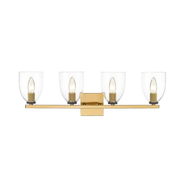 OVE Decors Romina 5 in. 4-Light Brass Vanity Light with Glass Shade