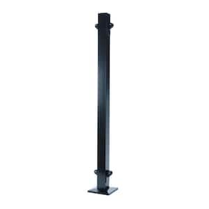 3-1/6 ft. x 2 in. x 2 in. Black Aluminum Inline Railing Post