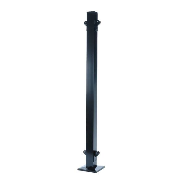UDECX 3-1/6 ft. x 2 in. x 2 in. Black Aluminum Inline Railing Post