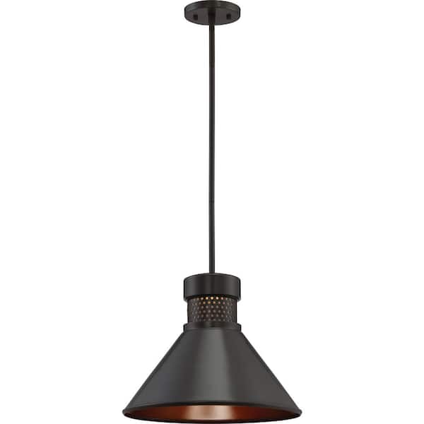 SATCO 1-Light Dark Bronze Craftsman Pendant