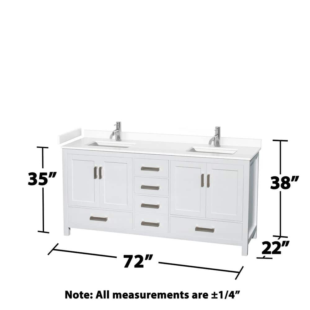 Sheffield 72" White Freestanding Double Bathroom Vanity with Marble Top