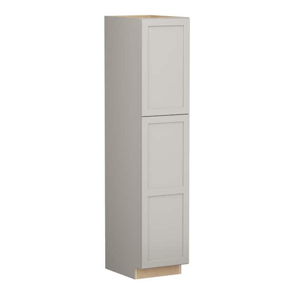 Shaker Full Overlay 18 in. W x 24 in. D x 96 in. H Plywood Assembled Utility Kitchen Cabinet in Stone Gray
