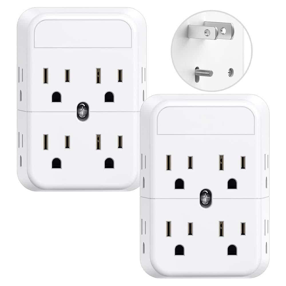 2 Prong to 3 Prong Outlet Adapter, 8-Outlets, Polarized Plug, 1875W Max Wall Tap Splitter, Secure Wall Mount, 2-Pack price history on PriceWatchPro