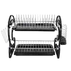 Aoibox 2-Tiers Fingerprint-Proof Stainless Steel Over Sink Drying Dish Rack  with Utensil Holder, Cutting Board Holder in Black HDSA17KI003 - The Home  Depot