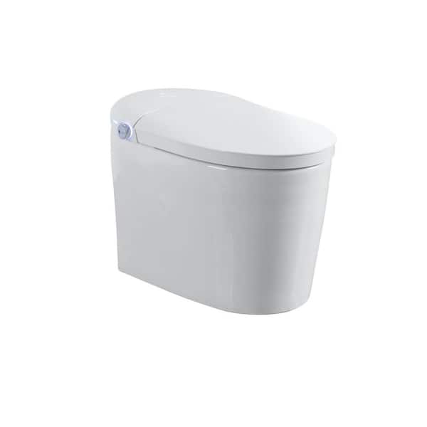 Smart Bidet Toilet 1.28 GPF in White with Oval Heated Seat, Auto Flush, LED Display, Bubble Wash, Air Dryer