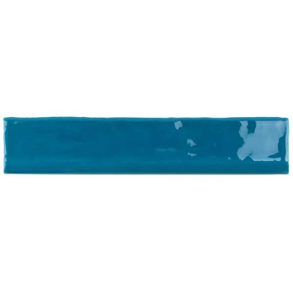 Newport Teal 1.97 in. x 9.84 in. Polished Ceramic Wall Bullnose Tile