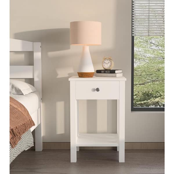 Dwell Home Inc Gabriel Set of 2,1-Drawer Wood Nightstand with Shelf,End Table, Drawer and Shelf,Small Space, Bed Side Table,Smoke White