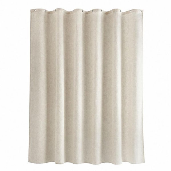 8.98 in. W x 13.09 in. L Beige 72 in. W x 72 in. L Linen Shower Curtain Liner with Hooks, Ivory, 1-Pack, Weighted Hem