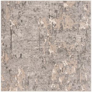 Meadow Gray 7 ft. x 7 ft. Square Abstract Distressed Area Rug