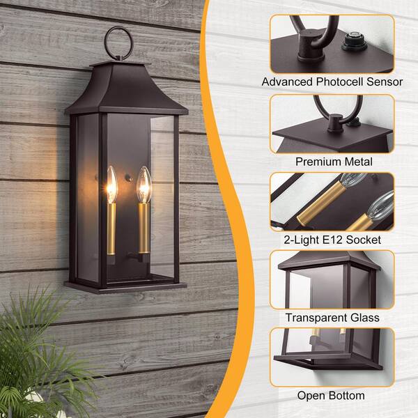 Maxax Montpelier 20.6 in. 2-Light Oil-Rubbed Bronze Dusk to