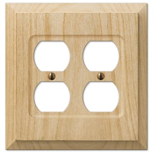 Cabin 2 Gang Duplex Outlet Wood Wall Plate - Unfinished (2-Pack)