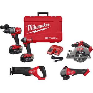 M18 FUEL 18V Lithium-Ion Brushless Cordless Combo Kit (4-Tool) with 4-1/2 in./5 in. Grinder