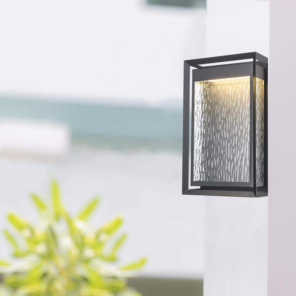 Steelwater 13 in. Black Integrated LED Outdoor Wall Light Fixture with Clear Water Glass price history on PriceWatchPro