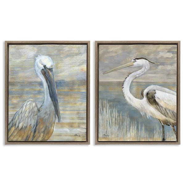 Stupell Industries Sea Birds Abstract Beach by Paul Brent 2-Piece Brown Floater Frame Animal Graphic Art Print 17 in. x 21 in.