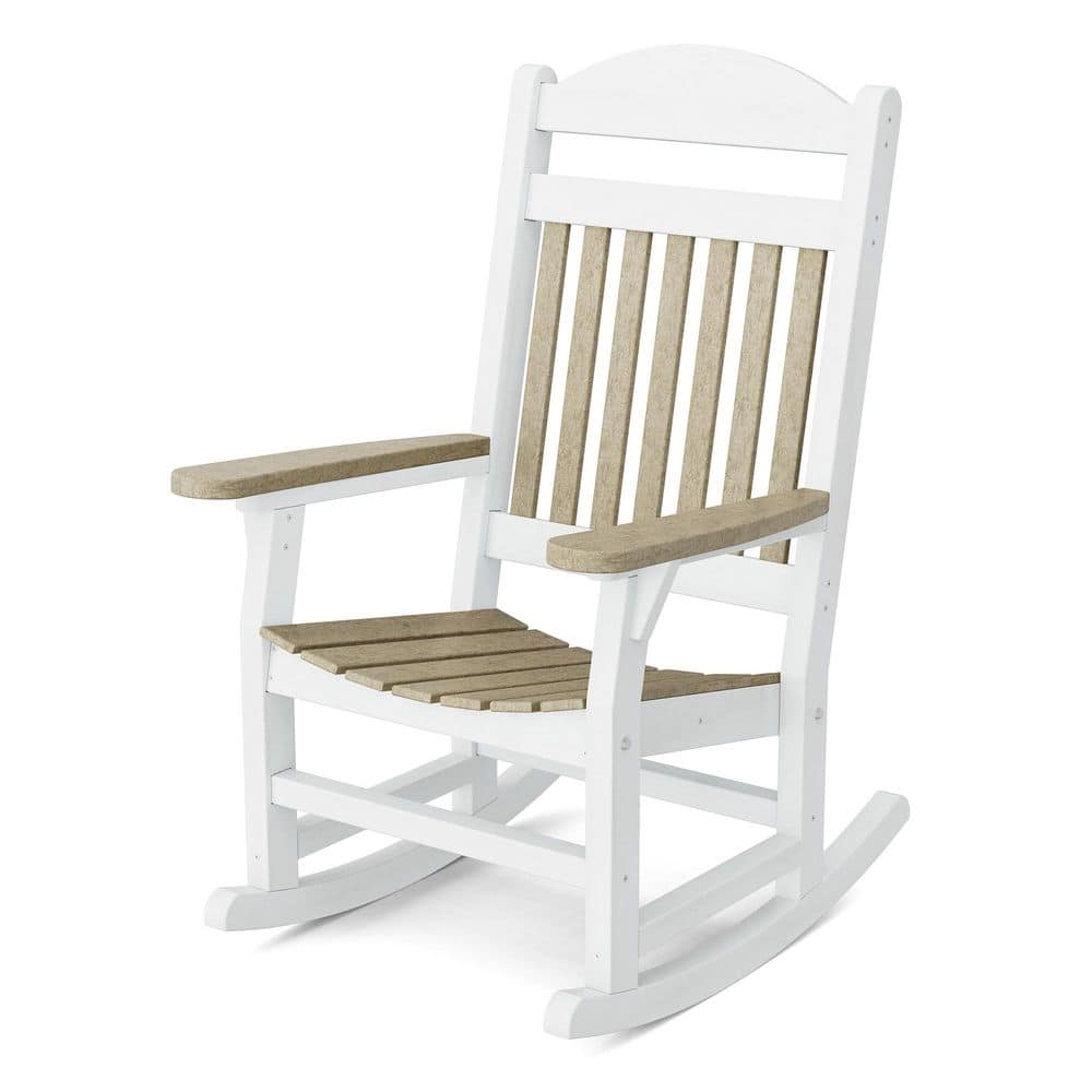 Heritage Weathered Wood and White Plastic Traditional Outdoor Rocking Chair price history on PriceWatchPro