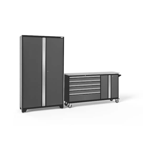 Bold Series 2-Piece 24-Gauge Stainless Steel Garage Storage System in Charcoal Gray (104 in. W x 77 in. H x 18 in. D)