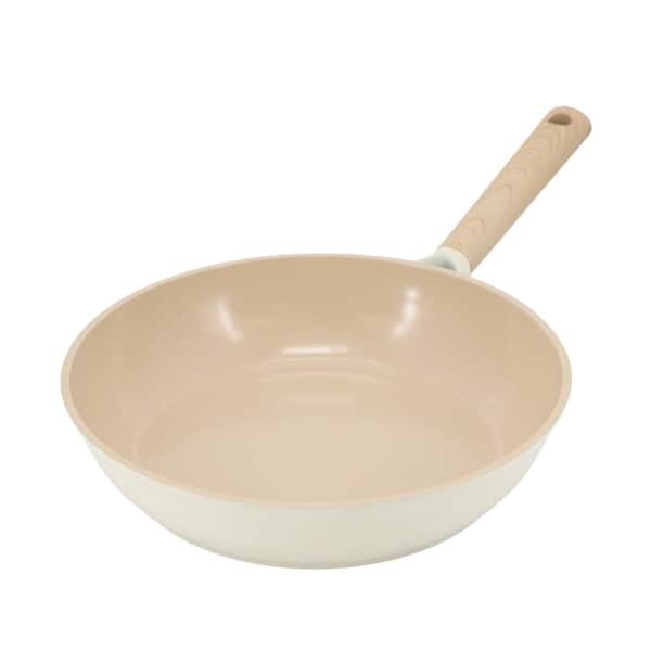 Folkstone 10 in. Ceramic Nonstick Cast Aluminum Frying Pan in Beige