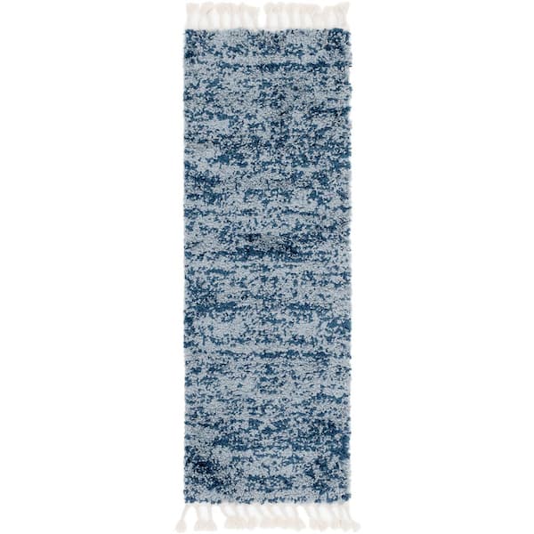 Hygge Shag Misty Blue 2 ft. 2 in. x 6 ft. Runner Rug