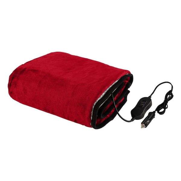 Stalwart Heated Blanket - Portable 12-Volt Electric Travel Blanket for Car, Truck, or RV (Red)
