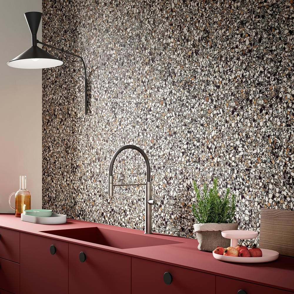 Grain Black Matte Porcelain Patterned Floor and Wall Tile