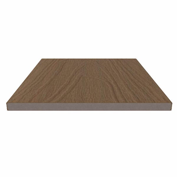 NewTechWood UltraShield 0.6 in. x 12 in. x 12 in. Peruvian Teak Fascia Composite Decking Board Sample