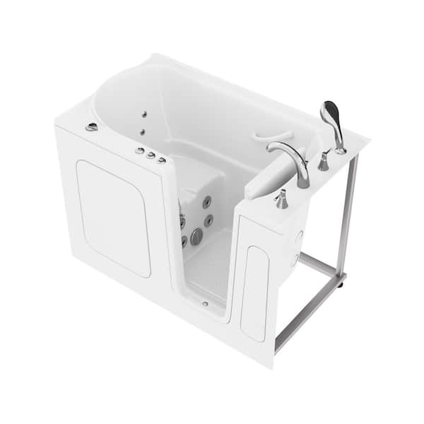 WTHDX Series 30 in. x 54 in. Right Drain Whirlpool Walk-in Bathtub in White with Powered Fast Drain