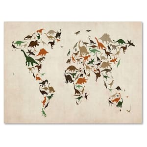 22 in. x 32 in. Dinosaur World Map 2 Canvas Art