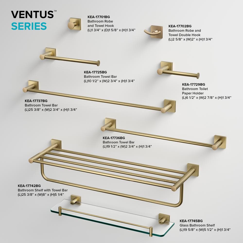Ventus 24-Inch Brushed Gold Wall Mounted Towel Bar