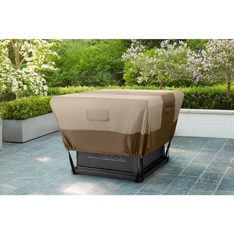 Hampton Bay 35.25 in. L x 35.25 in. W x 18 in. H Beige Patio Square Fire Pit Cover