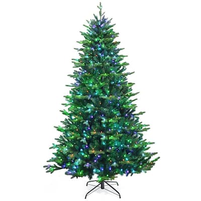 8 ft. App-Controlled Pre-lit Artificial Christmas Tree with 15 Modes Multicolor Lights