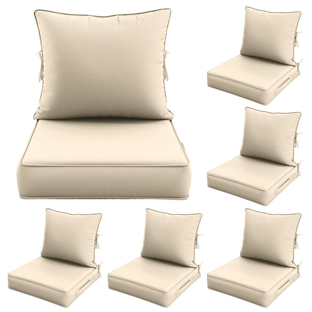 19 in. x 19 in. x 4 in. (6-Pack) Water-Resistant Outdoor Patio Furniture Replacement Deep Seat Cushions, Cream price history on PriceWatchPro