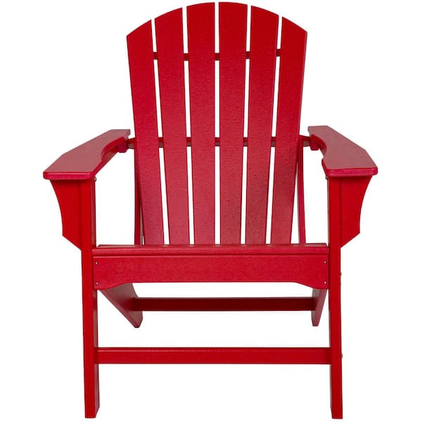 JUSKYS Red HDPE Plastic/Resin Adirondack Chair