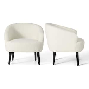 Bayville 29 in. Wide Faux Shearling Fabric Accent Chair With Arms (Set of 2), Cream